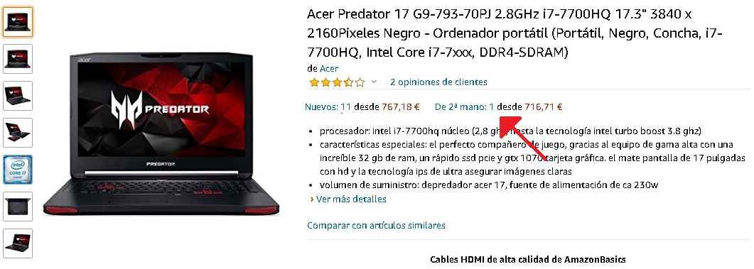 Acer Predator 17 G9 segunda mano